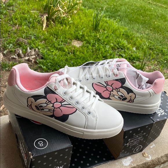 White and Pink Minnie Mouse Sneakers - Picture 1 of 5